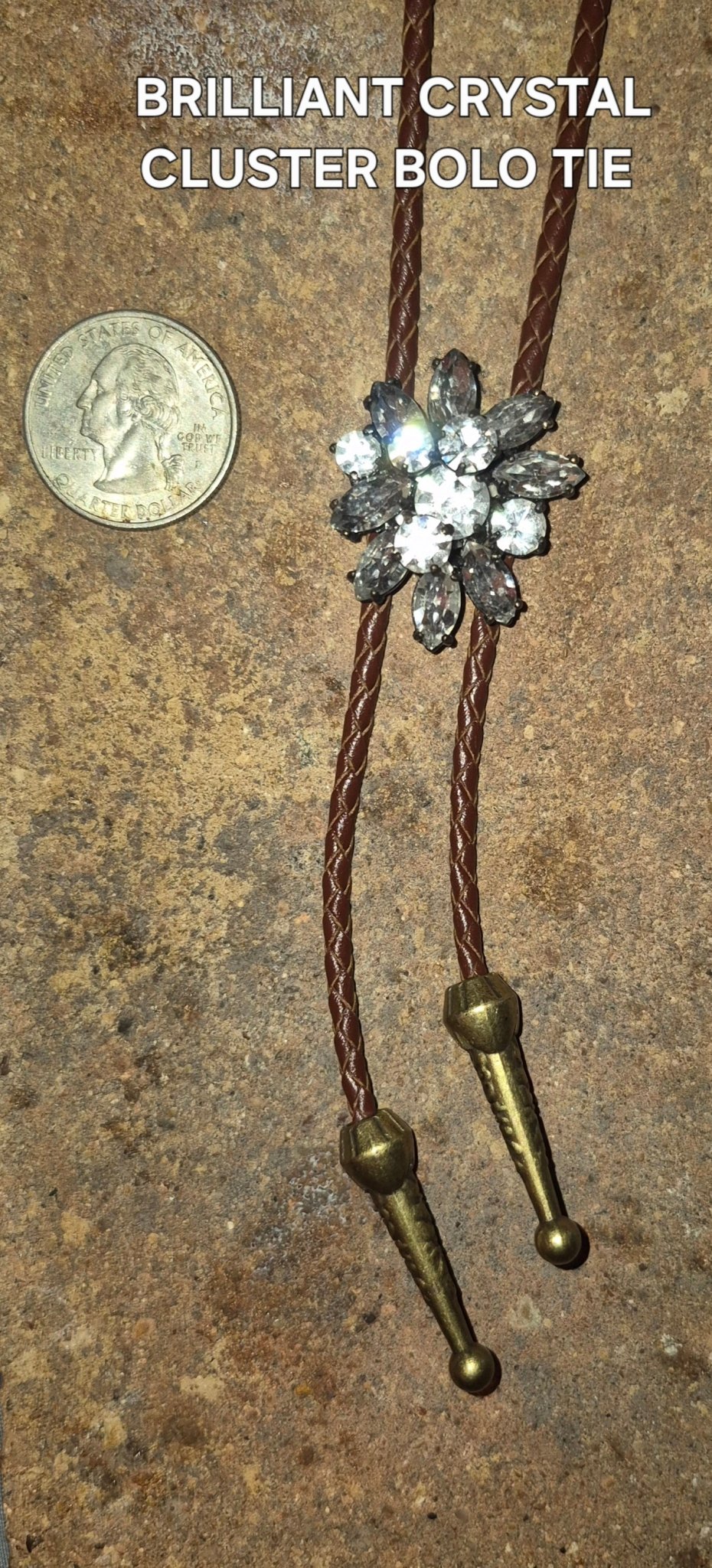 BRILLIANT CRYSTAL CLUSTER BOLO TIE - MIKE'S CUSTOM BOLOS