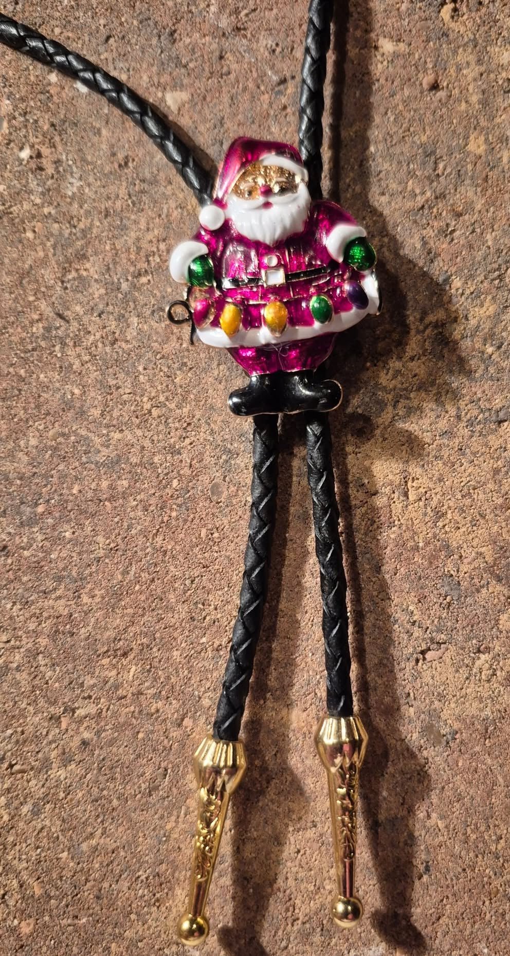 CHRISTMAS LIGHTS SANTA CLAUS BOLO TIE - MIKE'S CUSTOM BOLOS