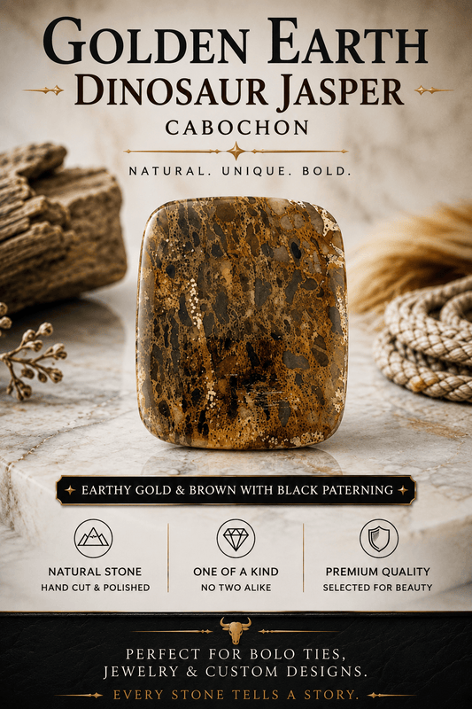 Dinosaur Jasper Golden Earth Cabochon | Premium Handcrafted Western Style - MIKE'S CUSTOM BOLOS