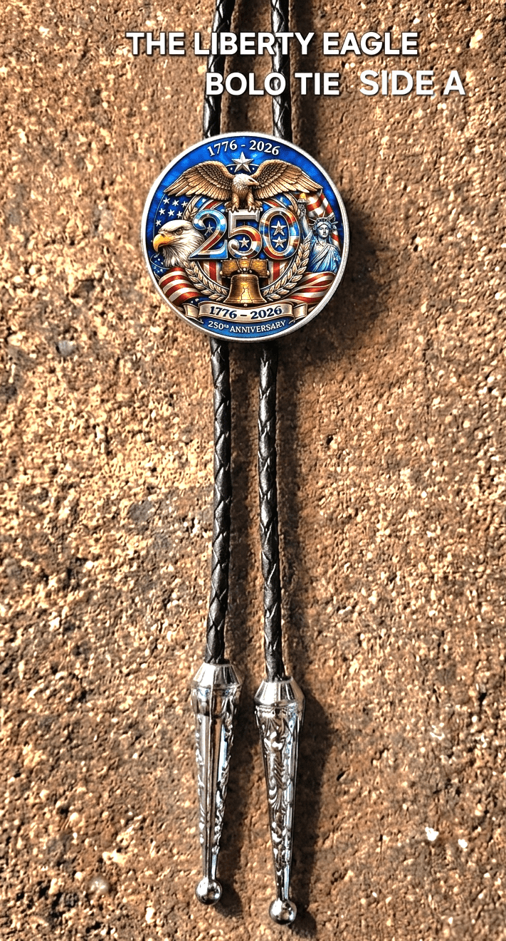 THE LIBERTY EAGLE BOLO TIE (SIDE A & B) ~ LIMITED EDITION - MIKE'S CUSTOM BOLOS
