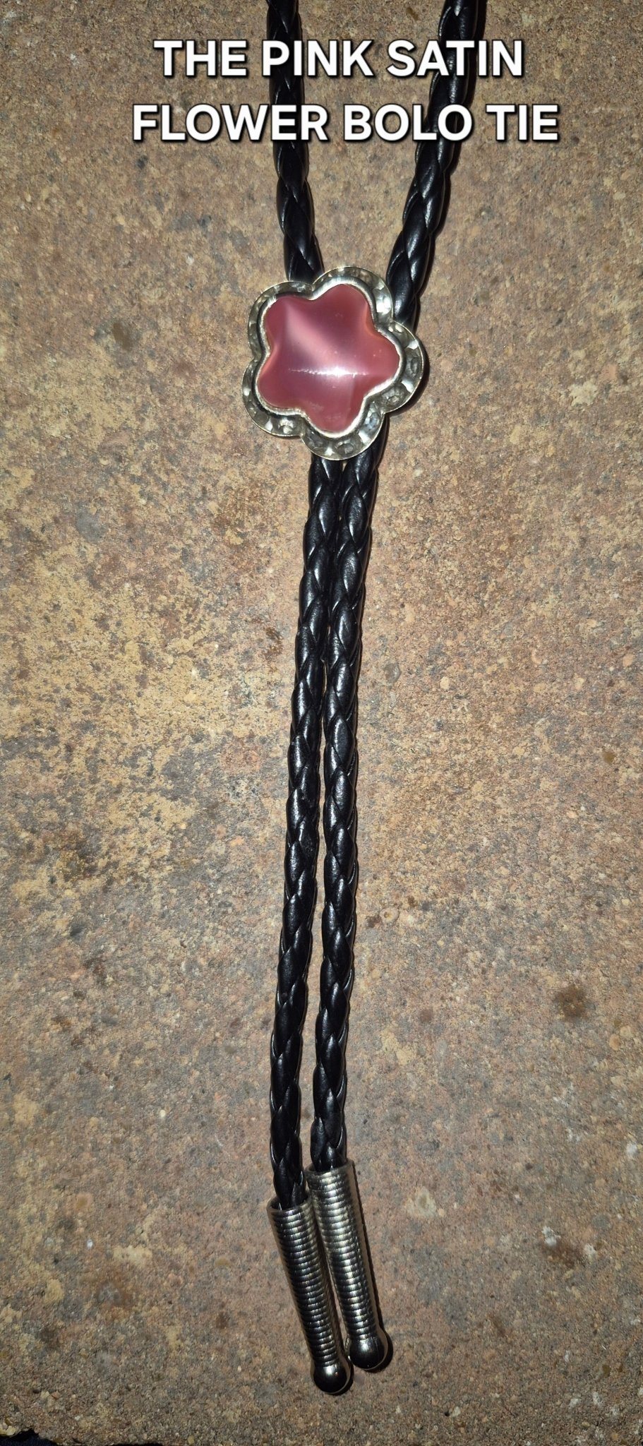 THE PINK SATIN FLOWER BOLO TIE - MIKE'S CUSTOM BOLOS