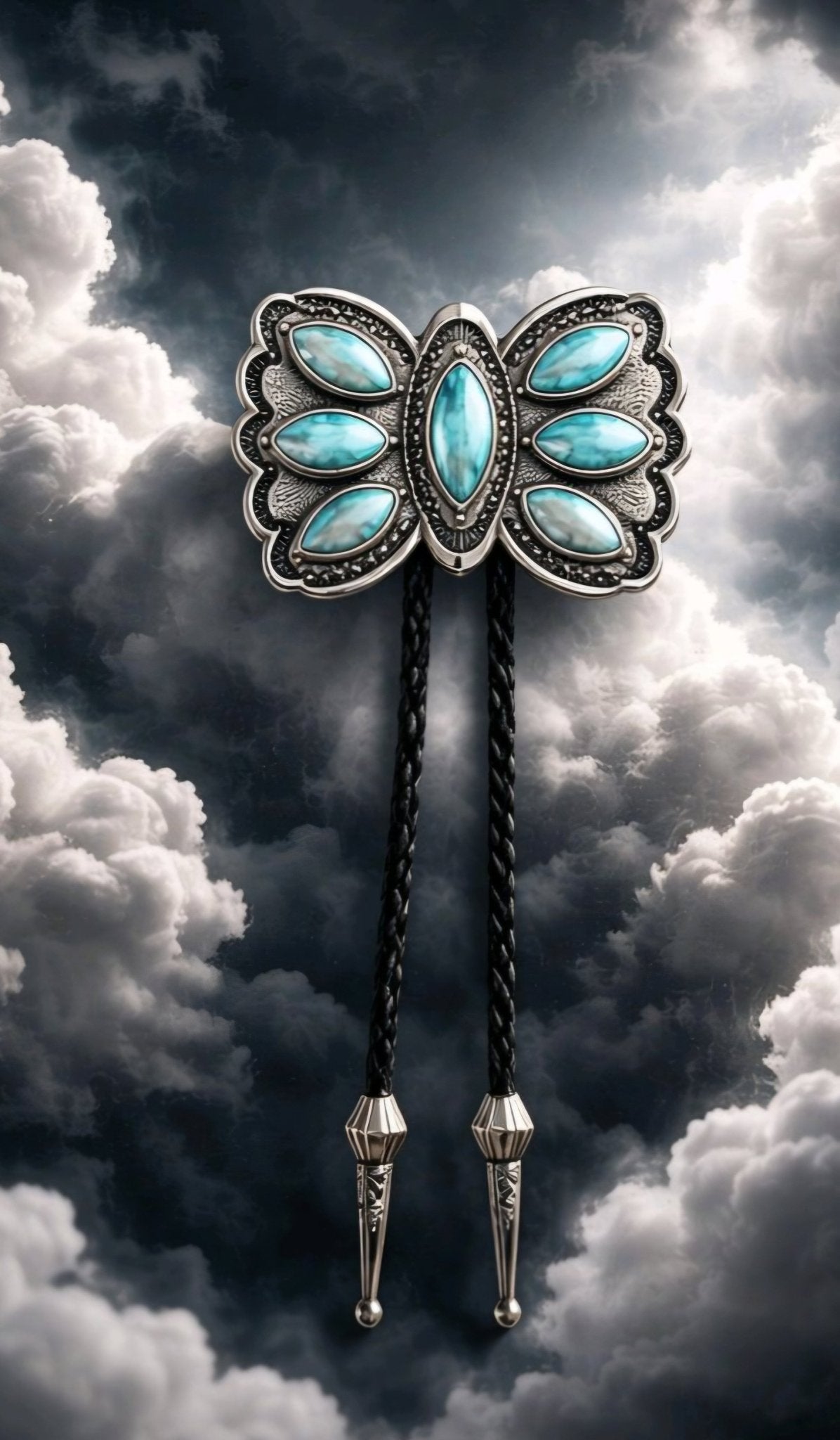 THE TURQUOISE MONARCH BUTTERFLY BOLO TIE - MIKE'S CUSTOM BOLOS