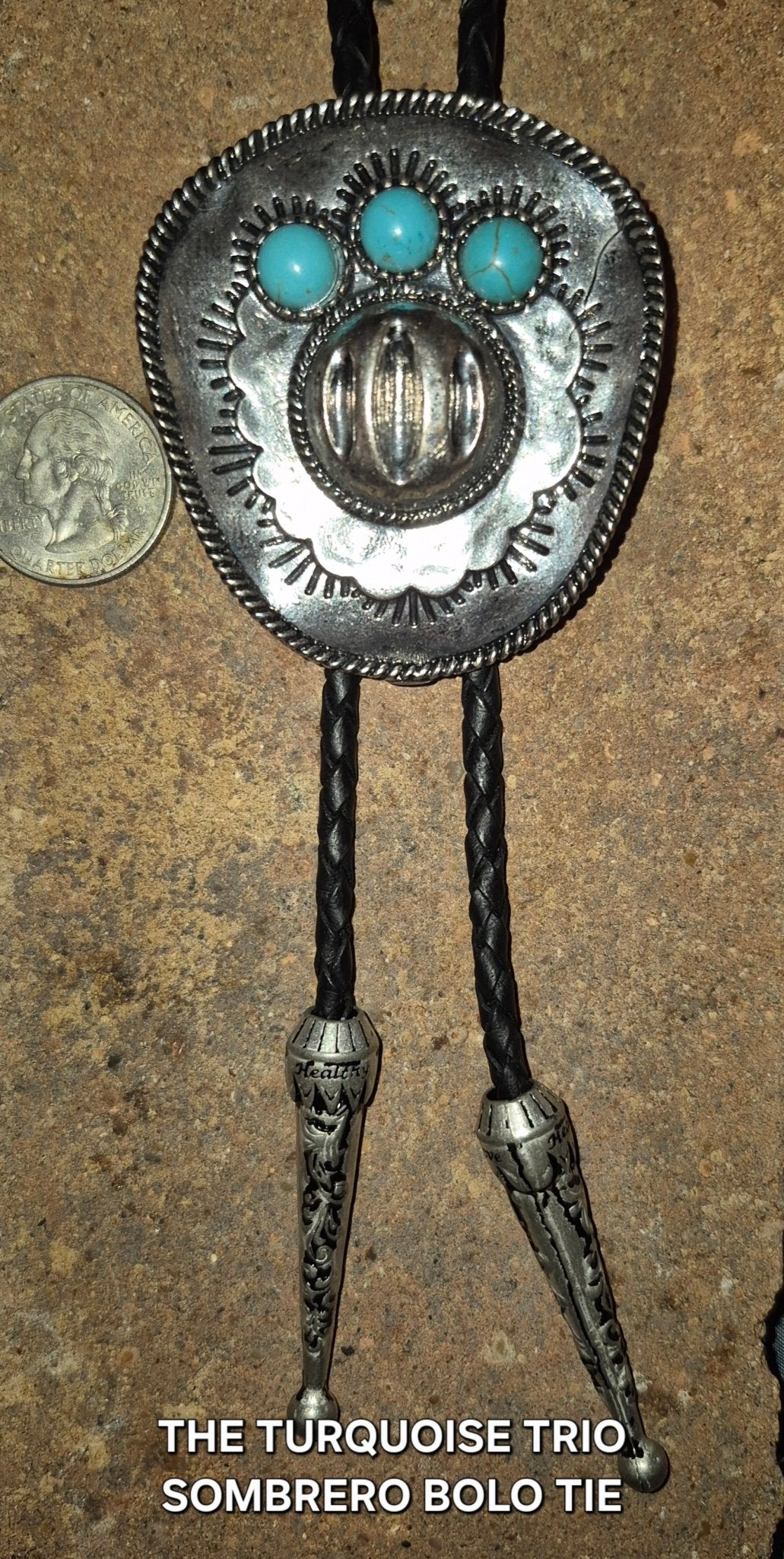 THE TURQUOISE TRIO SOMBRERO BOLO TIE - MIKE'S CUSTOM BOLOS