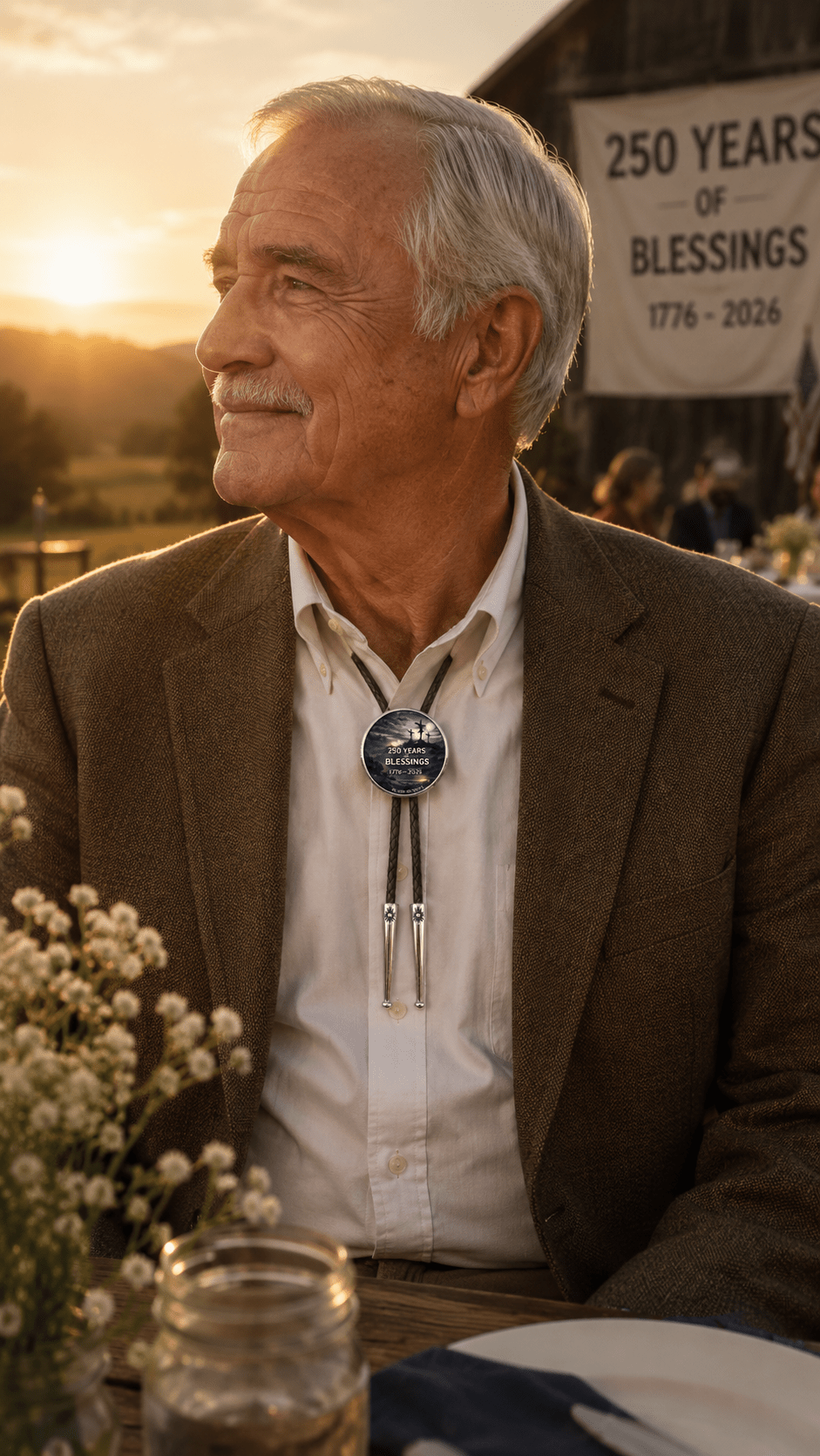 250 Years Of Blessings Bolo Tie (Side A) ~ Limited Edition U.S. Semiquincentennial Commemorative Bolo Tie - MIKE'S CUSTOM BOLOS