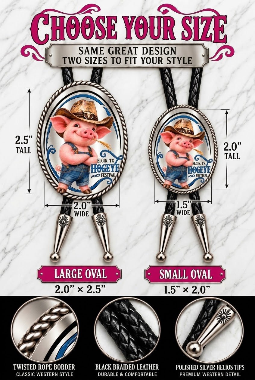 39th Annual Hogeye Festival 2026 Bolo Tie | Elgin, Texas Pre-Order - MIKE'S CUSTOM BOLOS