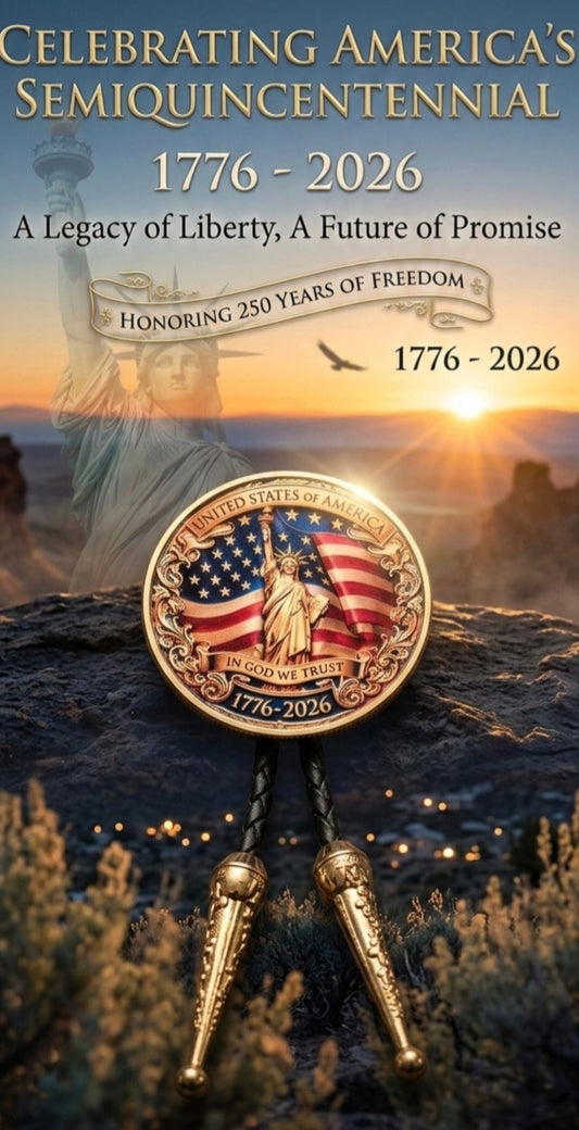 A LEGACY OF LIBERTY BOLO TIE (SIDE A) ~ Limited Edition U.S. Semiquincentennial Commemorative Bolo Tie - MIKE'S CUSTOM BOLOS