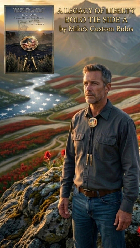 A LEGACY OF LIBERTY BOLO TIE (SIDE A) ~ Limited Edition U.S. Semiquincentennial Commemorative Bolo Tie - MIKE'S CUSTOM BOLOS
