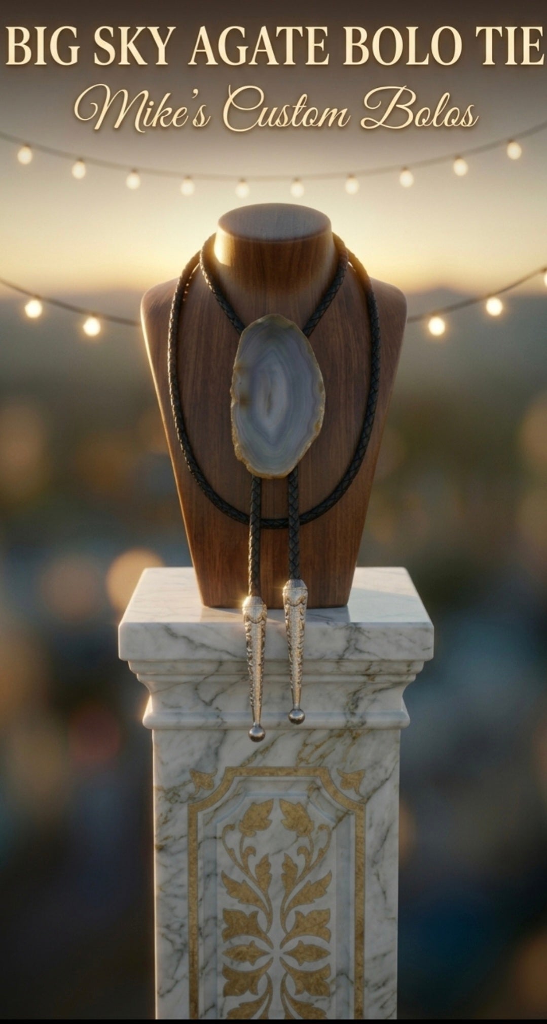 BIG SKY AGATE BOLO TIE ~ MIKE'S CUSTOM BOLOS - MIKE'S CUSTOM BOLOS