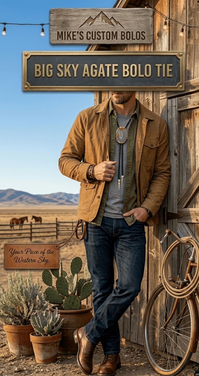 BIG SKY AGATE BOLO TIE ~ MIKE'S CUSTOM BOLOS - MIKE'S CUSTOM BOLOS