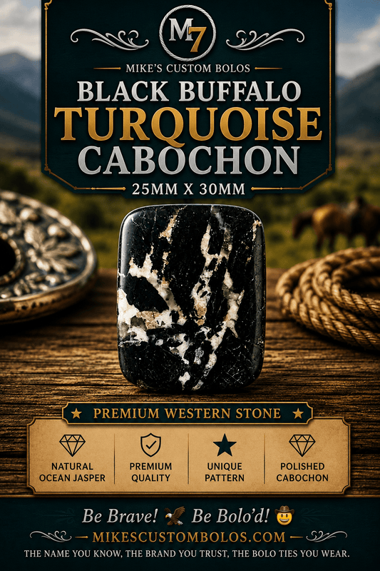Black Buffalo Turquoise Cabochon | Premium Handcrafted Western Style - MIKE'S CUSTOM BOLOS
