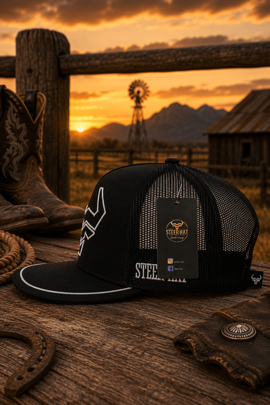 Black Iron Cap By Steer Hat Co | Premium Western Trucker Hat - MIKE'S CUSTOM BOLOS