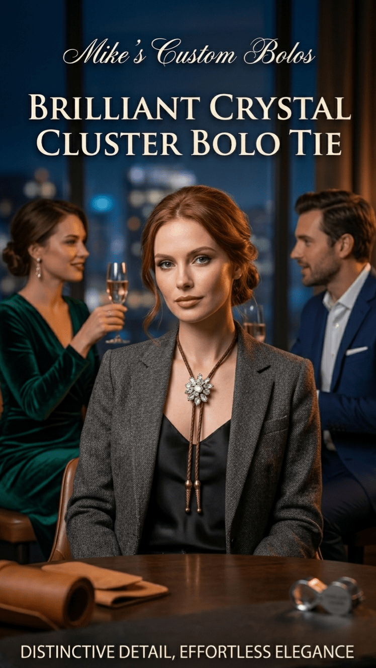 BRILLIANT CRYSTAL CLUSTER BOLO TIE - MIKE'S CUSTOM BOLOS