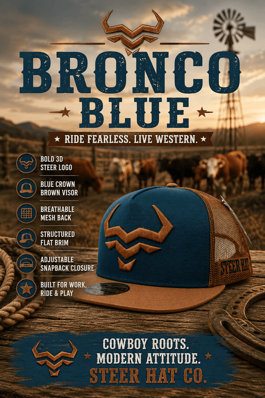 Bronco Blue By Steer Hat Co | Premium Western Hat - MIKE'S CUSTOM BOLOS