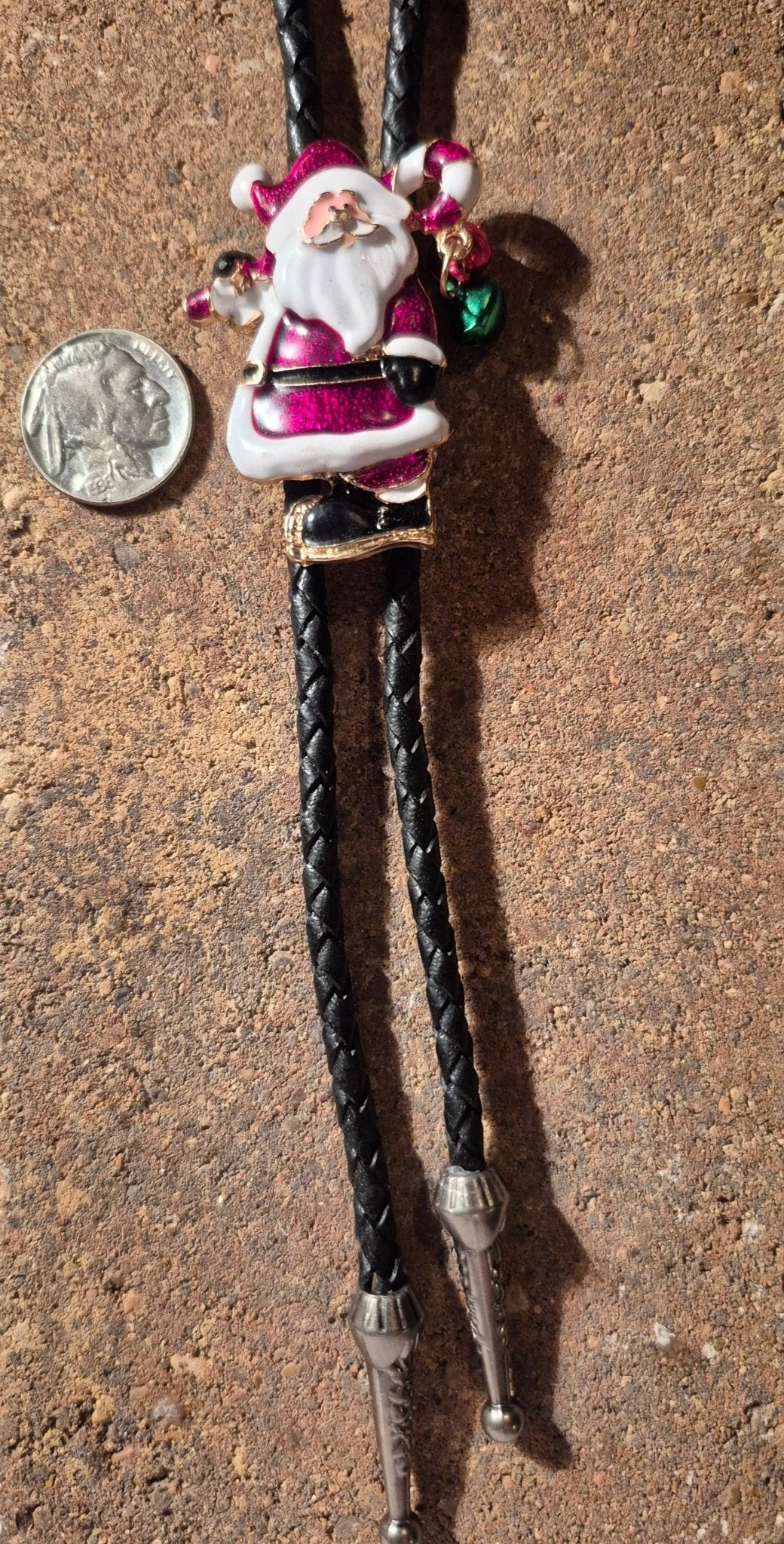 CANDY CANE SANTA CLAUS BOLO TIE - MIKE'S CUSTOM BOLOS