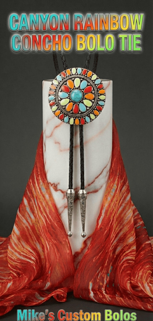 CANYON RAINBOW CONCHO BOLO TIE - MIKE'S CUSTOM BOLOS