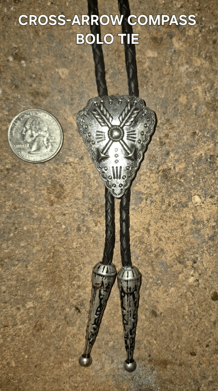 CROSS - ARROW COMPASS BOLO TIE - MIKE'S CUSTOM BOLOS