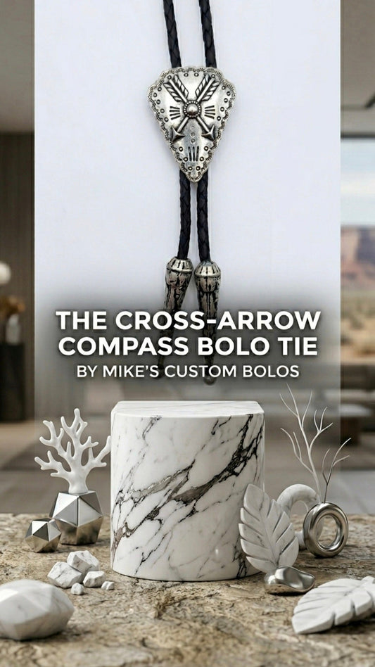CROSS - ARROW COMPASS BOLO TIE - MIKE'S CUSTOM BOLOS