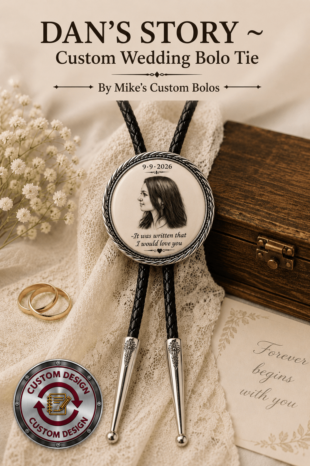 Dan's Story ~ A Custom Design Wedding Bolo Tie - MIKE'S CUSTOM BOLOS