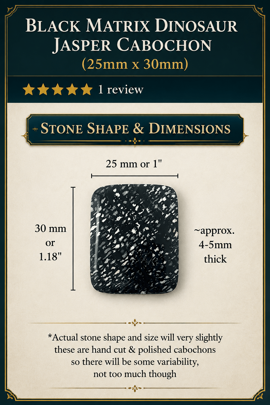 Dinosaur Jasper Black Matrix Cabochon | Premium Handcrafted Western Style - MIKE'S CUSTOM BOLOS