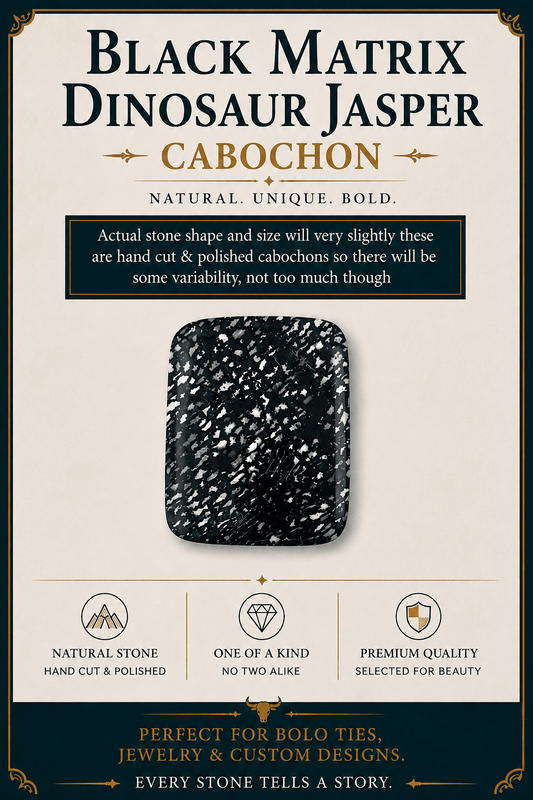 Dinosaur Jasper Black Matrix Cabochon | Premium Handcrafted Western Style - MIKE'S CUSTOM BOLOS