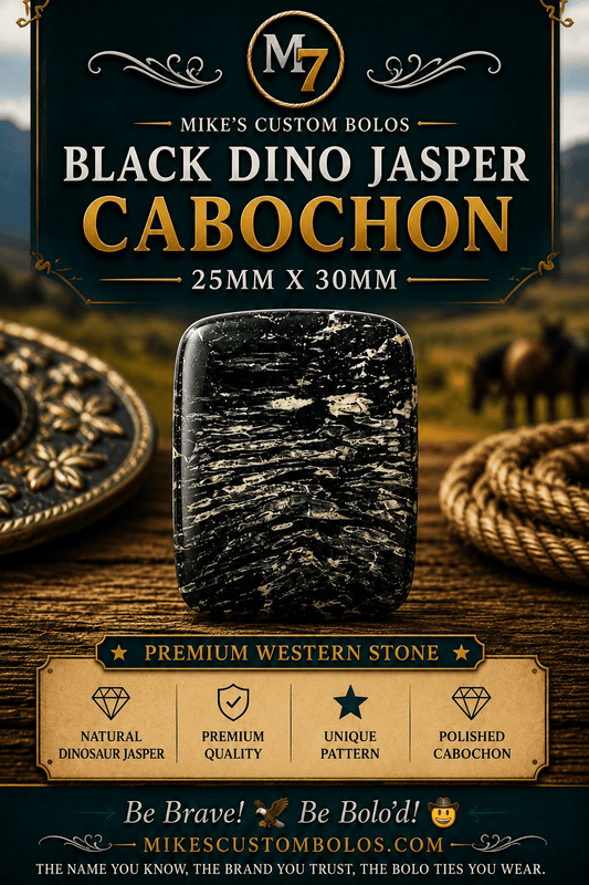 Dinosaur Jasper Black Matrix Cabochon | Premium Handcrafted Western Style - MIKE'S CUSTOM BOLOS