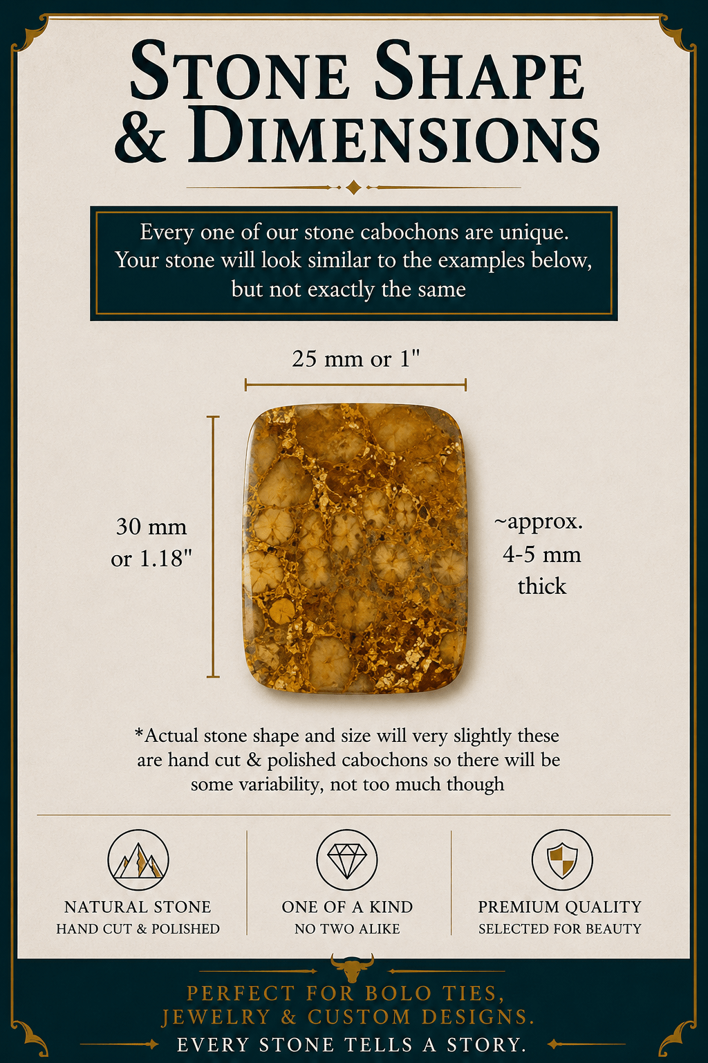 Dinosaur Jasper Golden Earth Cabochon | Premium Handcrafted Western Style - MIKE'S CUSTOM BOLOS