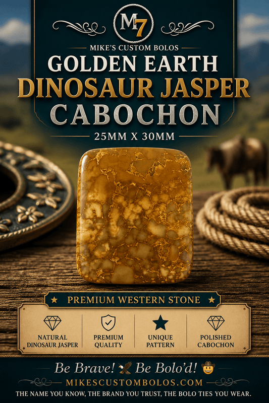 Dinosaur Jasper Golden Earth Cabochon | Premium Handcrafted Western Style - MIKE'S CUSTOM BOLOS