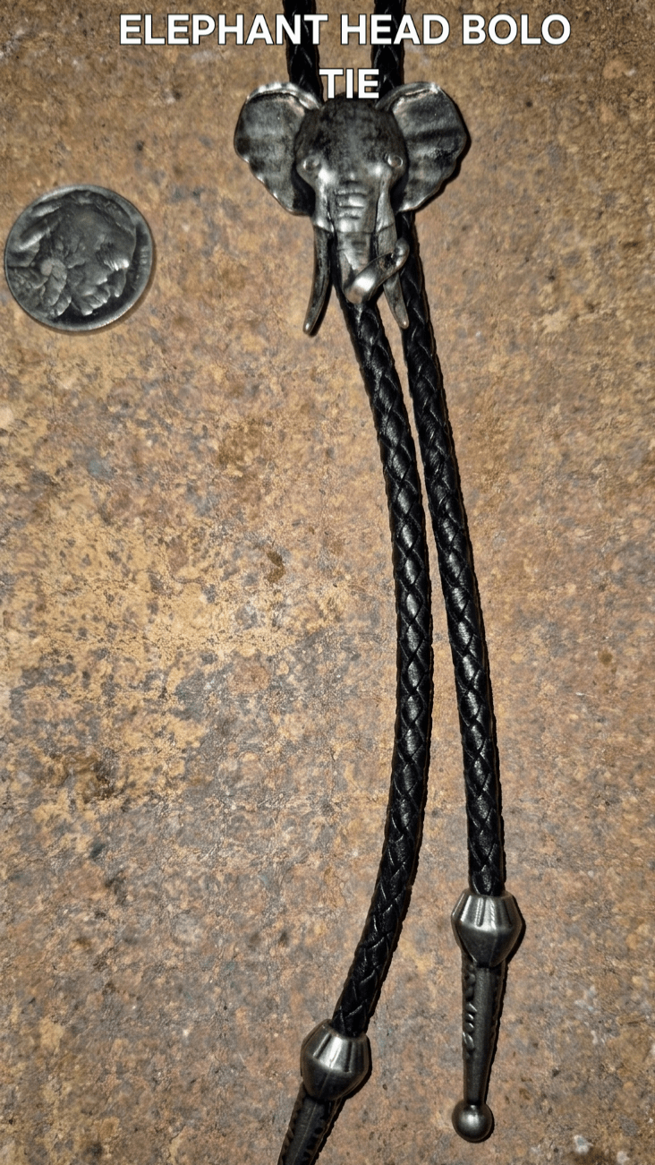ELEPHANT HEAD BOLO TIE ~ MIKE'S CUSTOM BOLOS - MIKE'S CUSTOM BOLOS