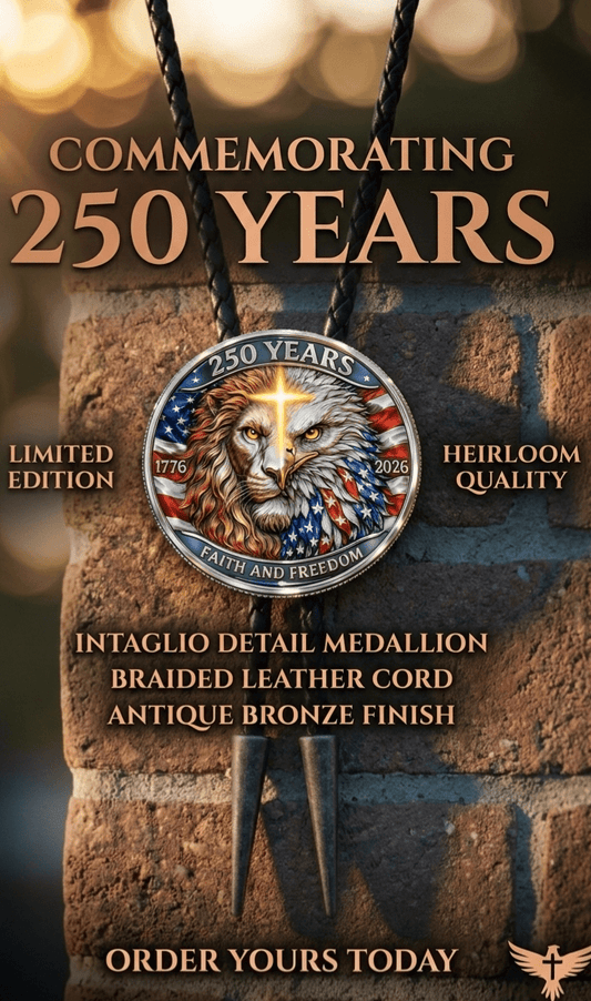 FAITH AND FREEDOM BOLO TIE (SIDE A) ~ Limited Edition U.S. Semiquincentennial Commemorative Bolo Tie