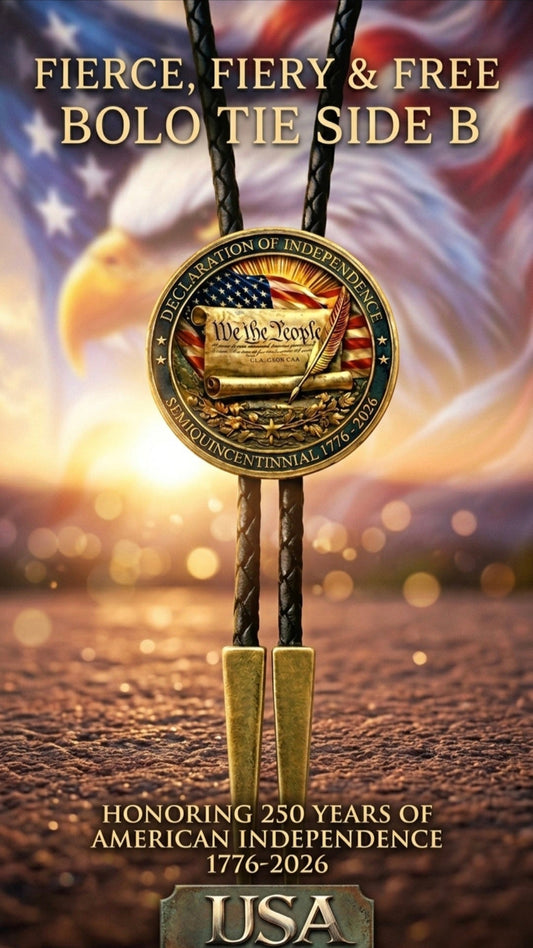FIERCE, FIERY & FREE BOLO TIE SIDE B ~ Limited Edition U.S. Semiquincentennial Commemorative Bolo Tie - MIKE'S CUSTOM BOLOS