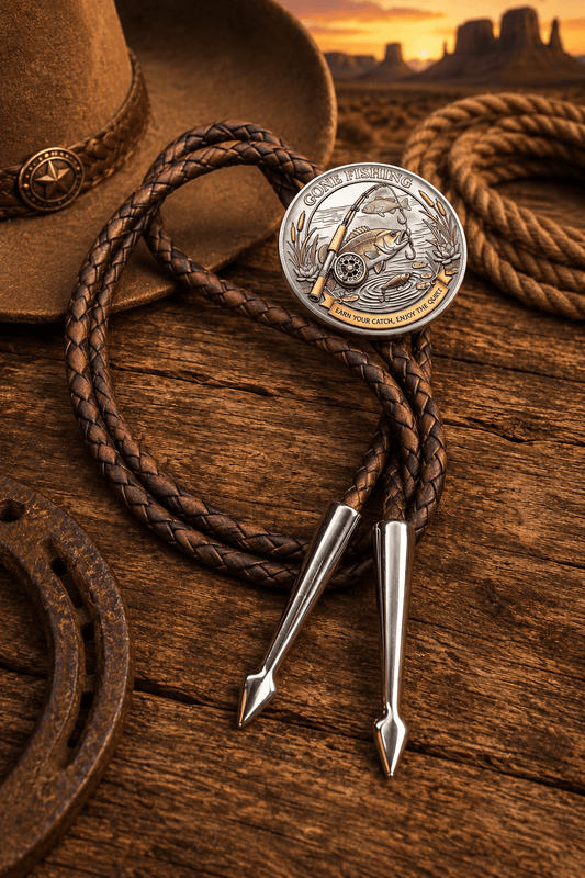 Gone Fishing Bolo Tie | Western Gift for Fishermen - MIKE'S CUSTOM BOLOS