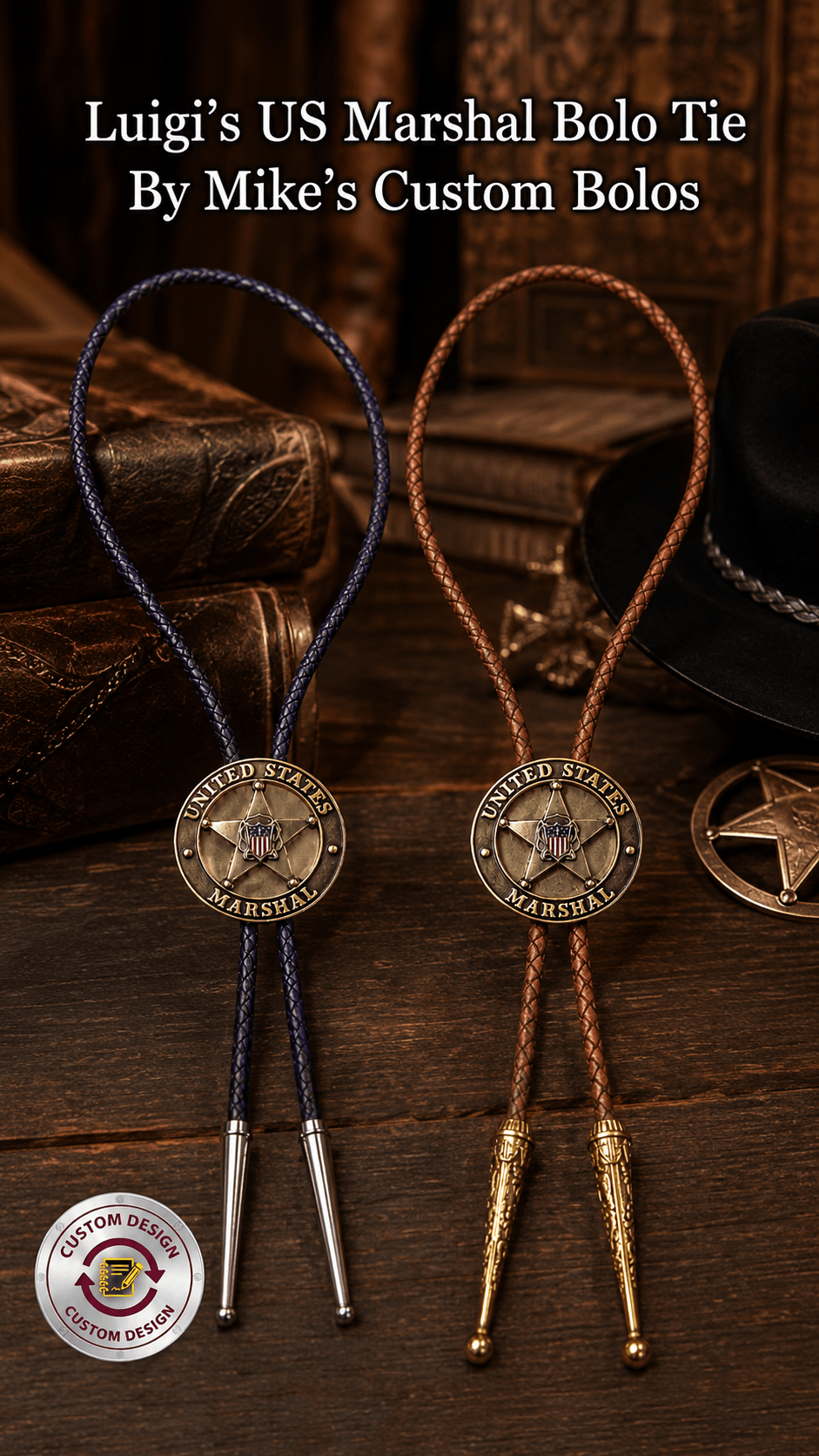 Luigi's Custom U.S. Marshal Badge Bolo Ties - MIKE'S CUSTOM BOLOS