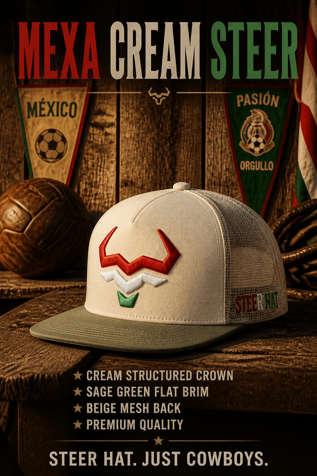 Mexa Cream Steer Hat by Steer Hat Co | Premium Western Hat - MIKE'S CUSTOM BOLOS