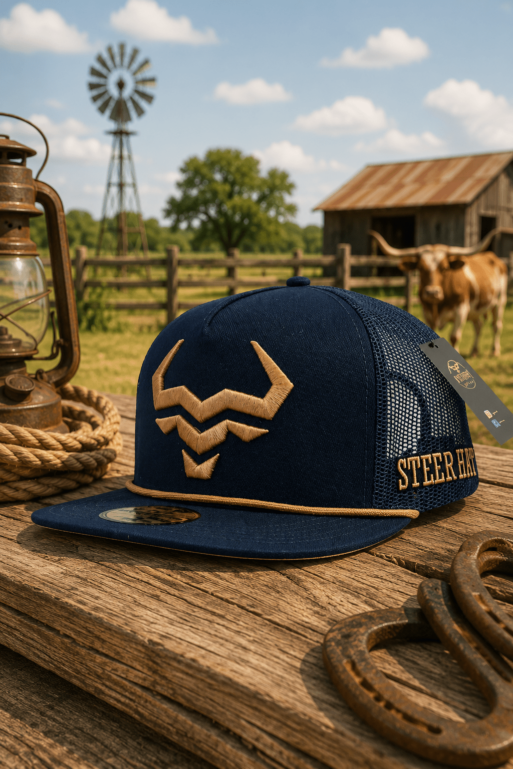 Navy Gold Steer By Steer Hat Co | Premium Western Hat - MIKE'S CUSTOM BOLOS