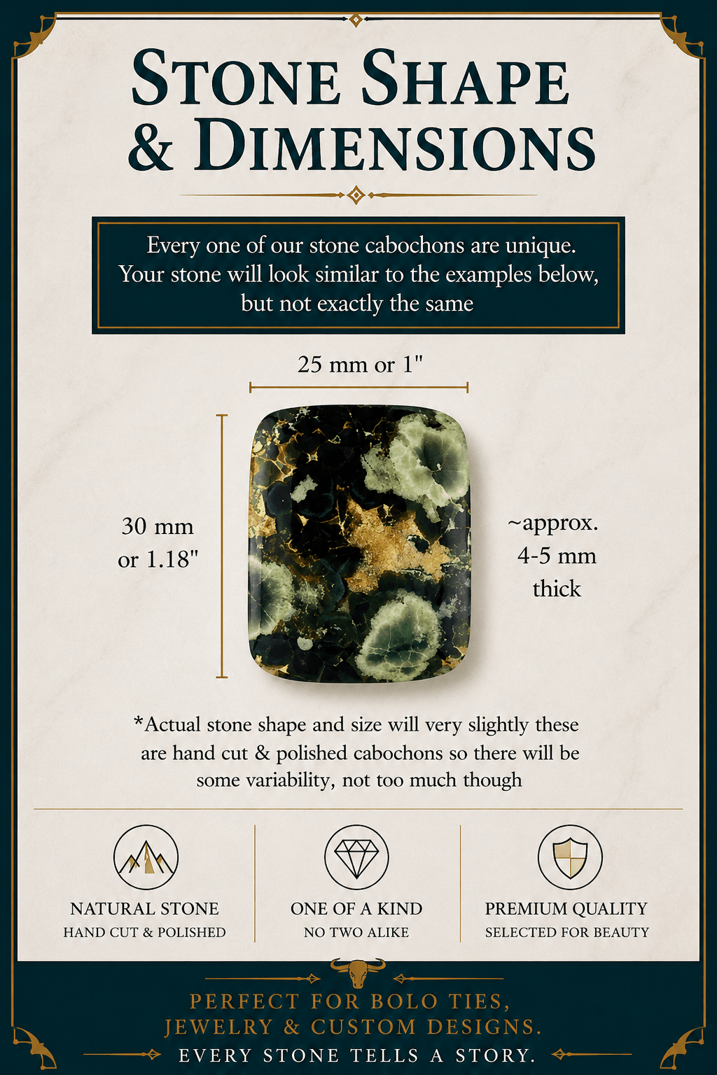 Ocean Jasper Dark Green & Blue Cabochon | Premium Handcrafted Western Style - MIKE'S CUSTOM BOLOS