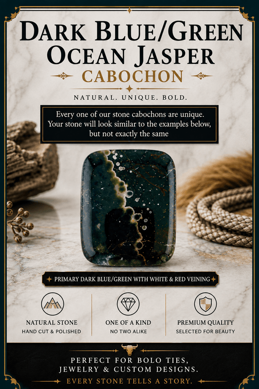 Ocean Jasper Dark Green & Blue Cabochon | Premium Handcrafted Western Style - MIKE'S CUSTOM BOLOS