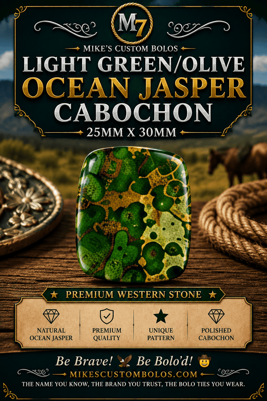 Ocean Jasper Light Green & Blue Cabochon | Premium Handcrafted Western Style - MIKE'S CUSTOM BOLOS