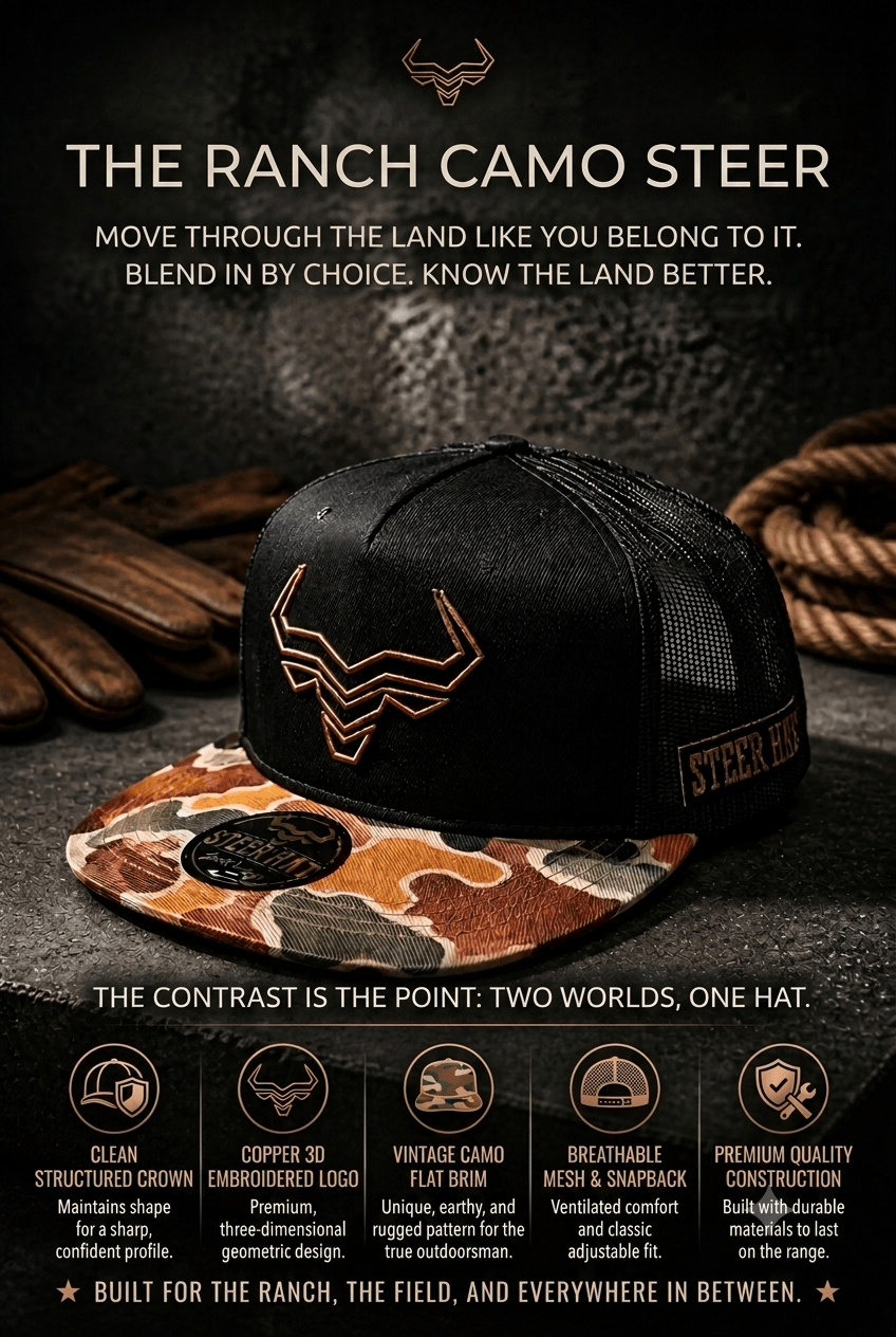 Ranch Camo Steer Hat by Steer Hat Co | Premium Western Hat - MIKE'S CUSTOM BOLOS