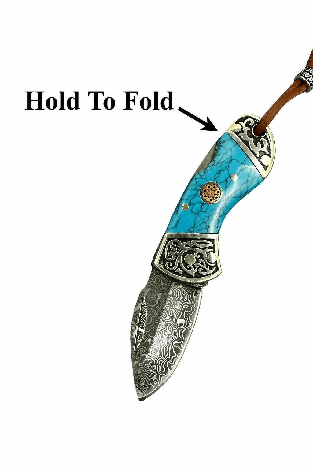 Reverse Blue Damascus Knife Bolo Tie | Handcrafted Western Knife Bolo - MIKE'S CUSTOM BOLOS