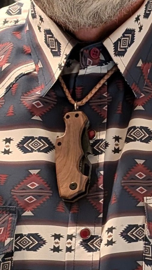 Reverse Brown Stainless Steel Knife Bolo Tie | Handcrafted Western Knife Bolo - MIKE'S CUSTOM BOLOS