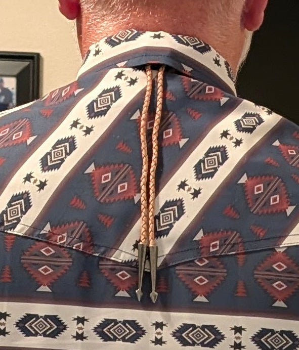 Reverse Brown Stainless Steel Knife Bolo Tie | Handcrafted Western Knife Bolo - MIKE'S CUSTOM BOLOS