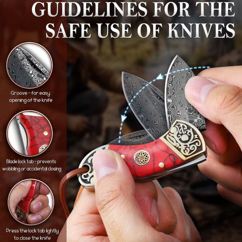 Reverse Red Damascus Knife Bolo Tie | Handcrafted Western Knife Bolo - MIKE'S CUSTOM BOLOS