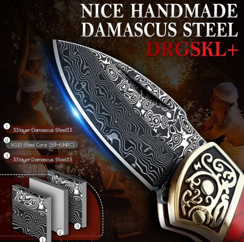 Reverse Red Damascus Knife Bolo Tie | Handcrafted Western Knife Bolo - MIKE'S CUSTOM BOLOS