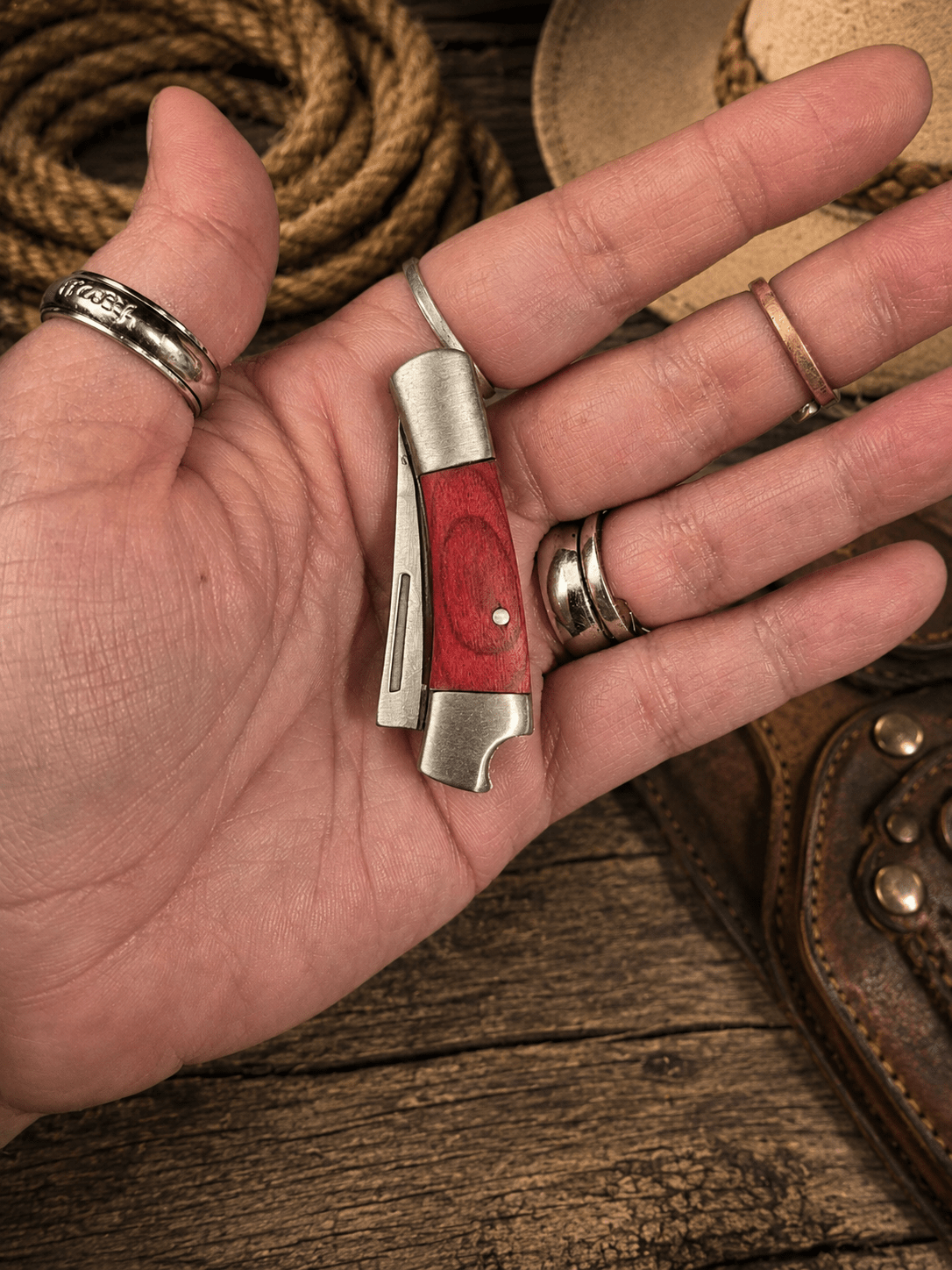 Reverse Small Brown Knife Bolo Tie | Handcrafted Western Knife Bolo - MIKE'S CUSTOM BOLOS