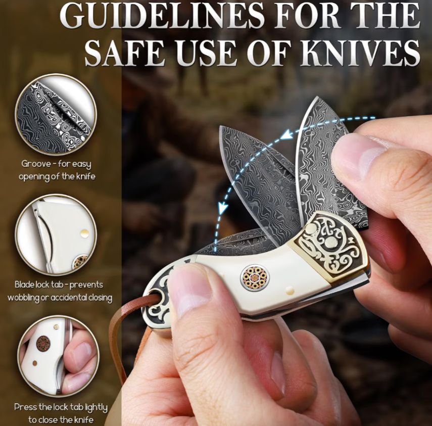 Reverse White Damascus Knife Bolo Tie | Handcrafted Western Knife Bolo - MIKE'S CUSTOM BOLOS
