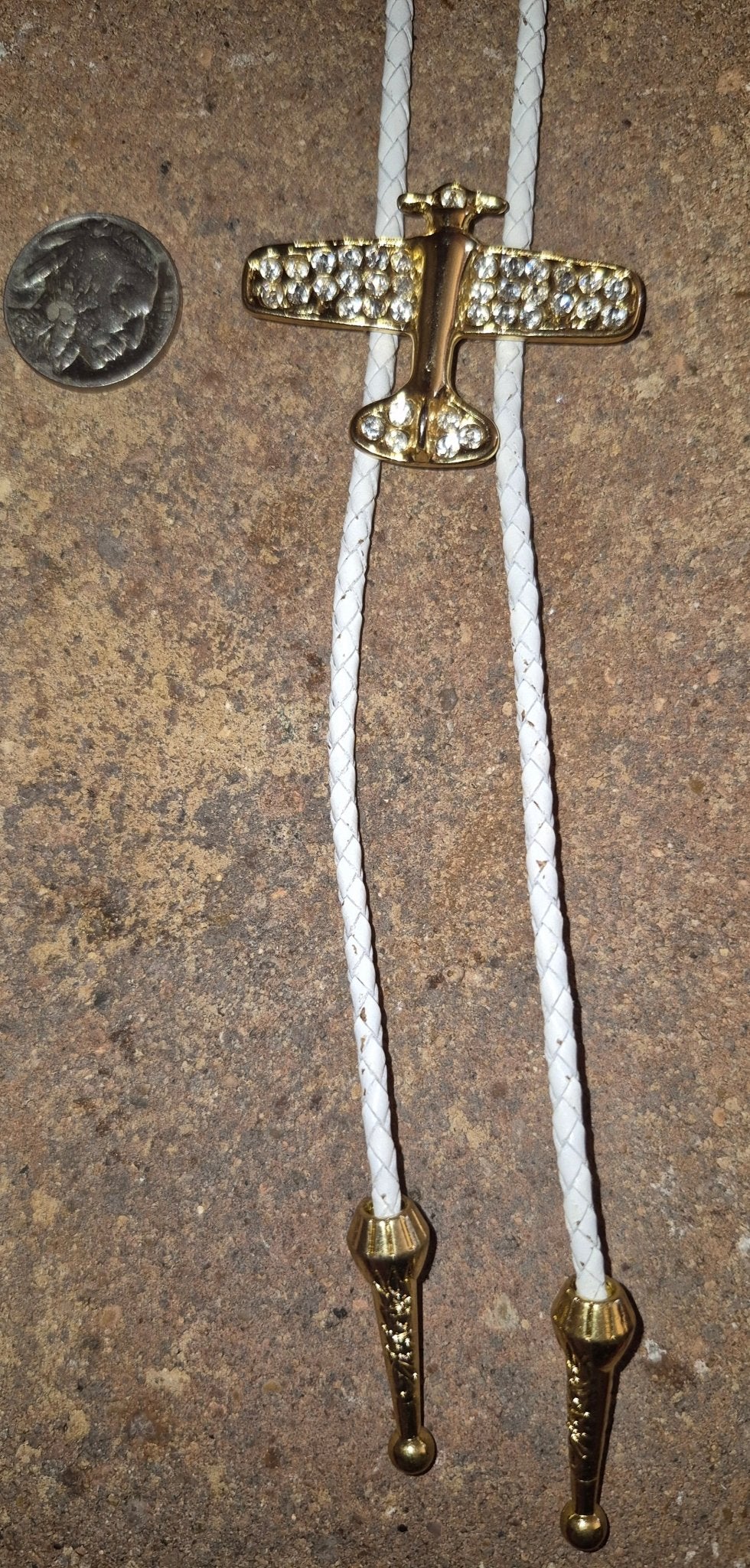 RHINESTONE AIRPLANE BOLO TIE - MIKE'S CUSTOM BOLOS