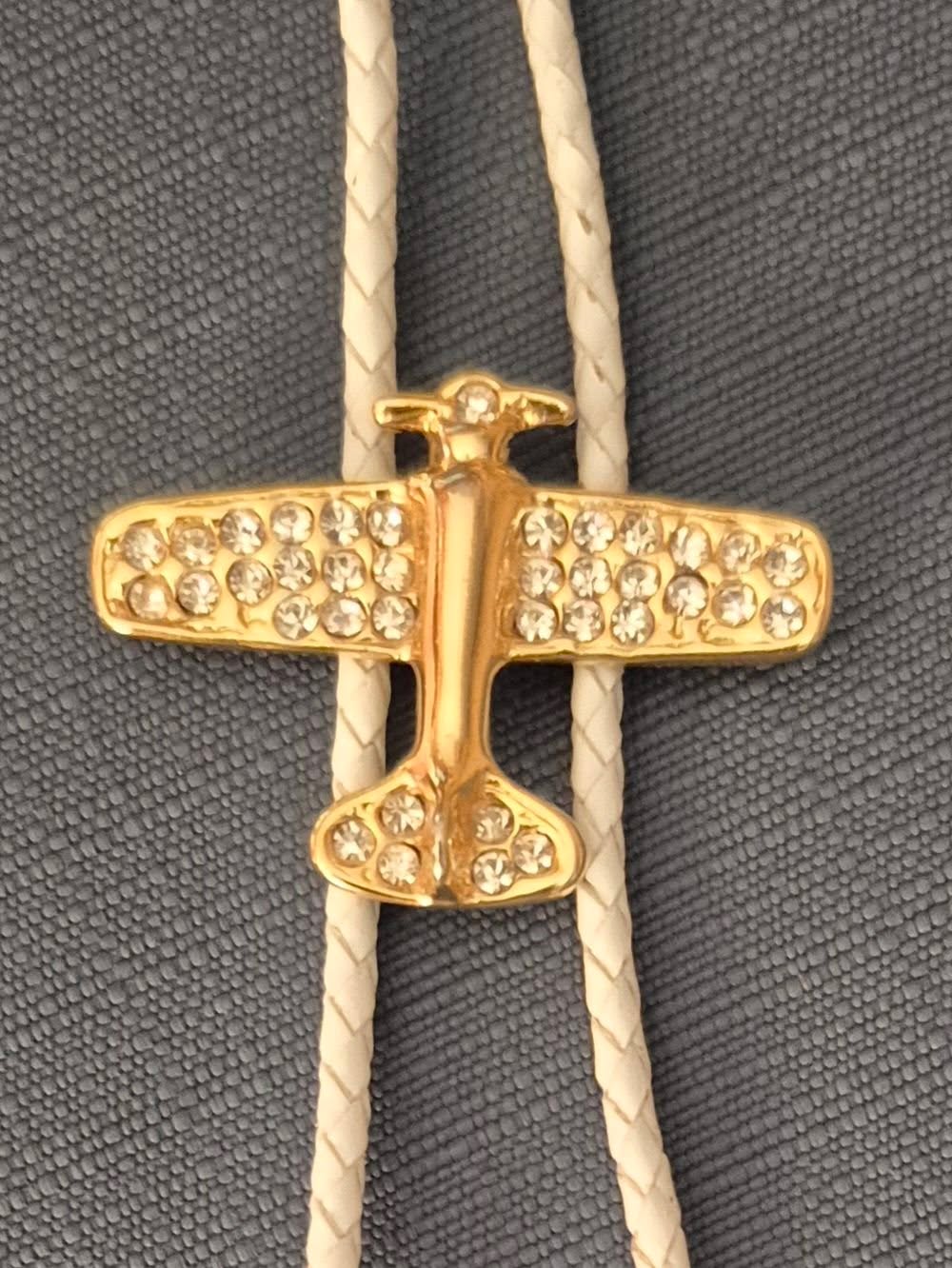 RHINESTONE AIRPLANE BOLO TIE - MIKE'S CUSTOM BOLOS
