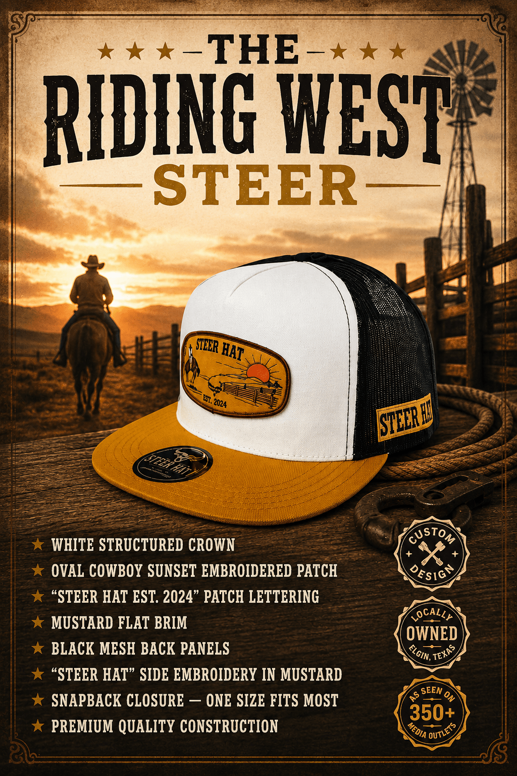 Riding West Steer By Steer Hat Co | Premium Western Hat - MIKE'S CUSTOM BOLOS