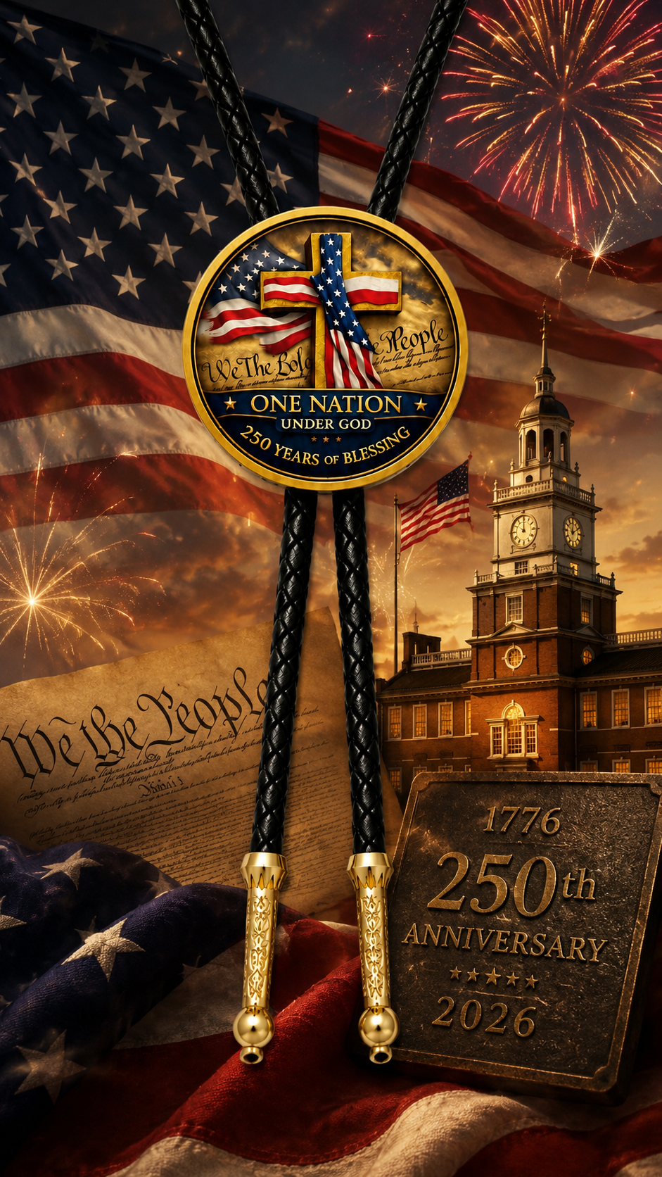 One Nation Under God Bolo Tie (Side A)