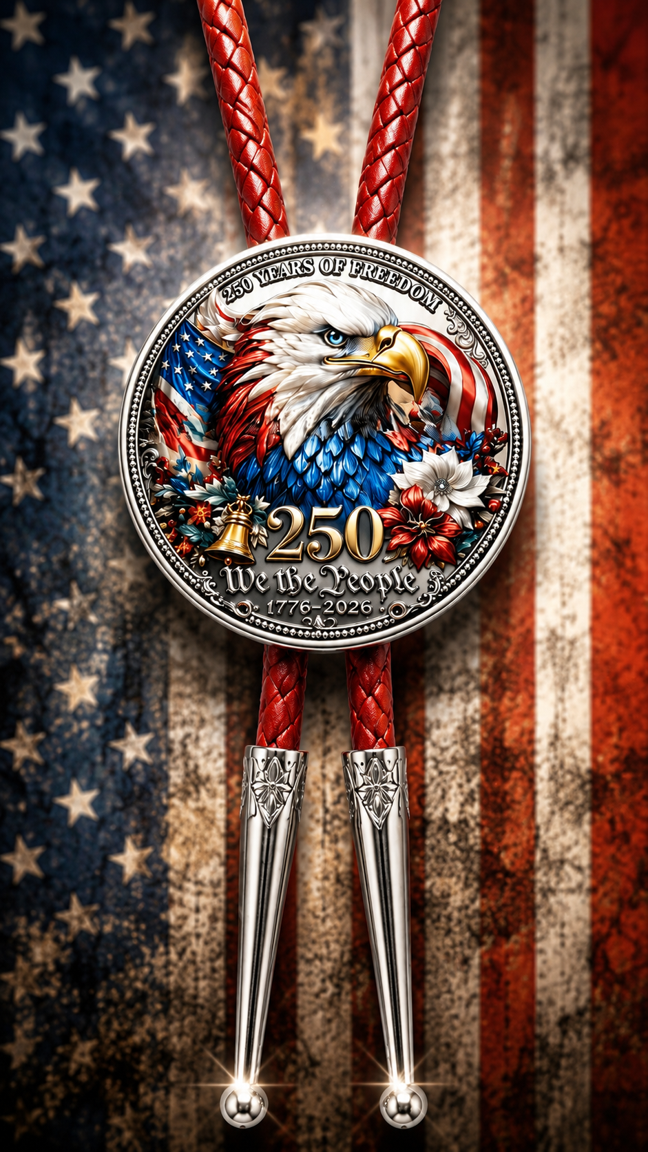 The Red, White and Blue Eagle Bolo Tie (Side A)